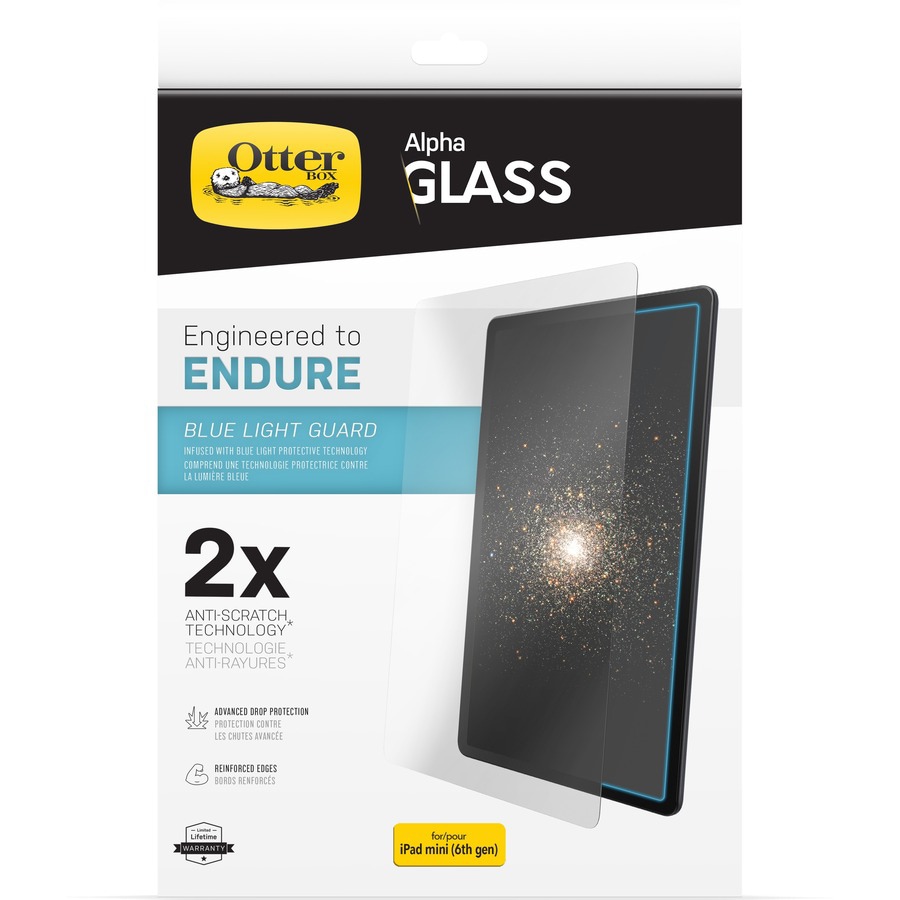 OtterBox iPad mini (6th Gen) Kids Alpha Glass Blue Light Antimicrobial Screen Protector Clear