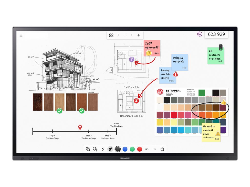 Sharp AQUOS BOARD PN-LA652 PN-LC2 Series - 65" Class (64.5" viewable) LED-backlit LCD display - 4K - for education /