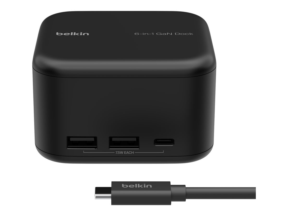 Belkin Universal USB-C 6-in-1 Laptop Docking Station GaN Dock 130 Watt USB-C, USB-A, Gigabit Ethernet and HDMI 4K Ports
