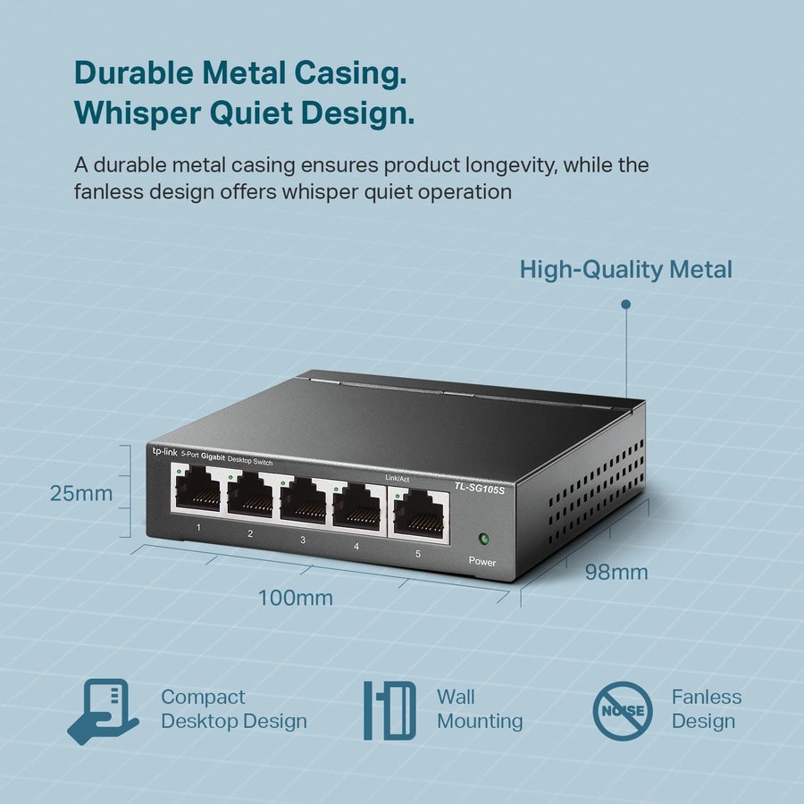 Thumbnail 6 of 9 for TP-Link TL-SG105S - 5 Port Gigabit Ethernet Switch