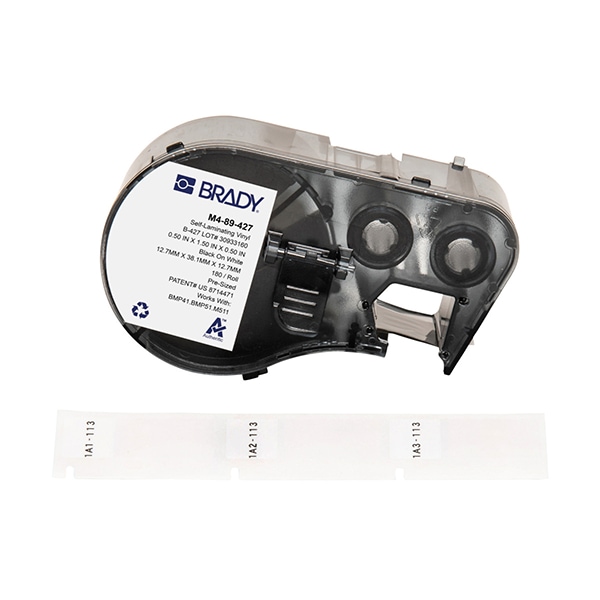 Brady 1.5"x0.5" Self-Laminating Vinyl Wrap Around Labels with Ribbon for BM