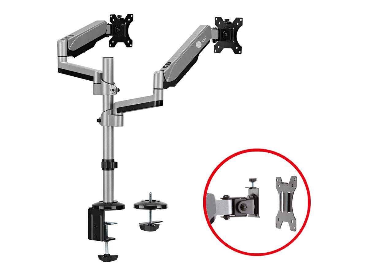 SIIG Dual Stacked Monitor Arm Desk Mount - 17" - 32" - Max Load 19.8lbs each - VESA 75/100mm mounting kit - for 2 LCD