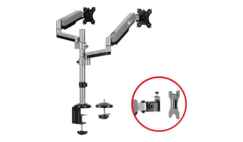SIIG Dual Stacked Monitor Arm Desk Mount - 17" - 32" - Max Load 19.8lbs each - VESA 75/100mm mounting kit - for 2 LCD