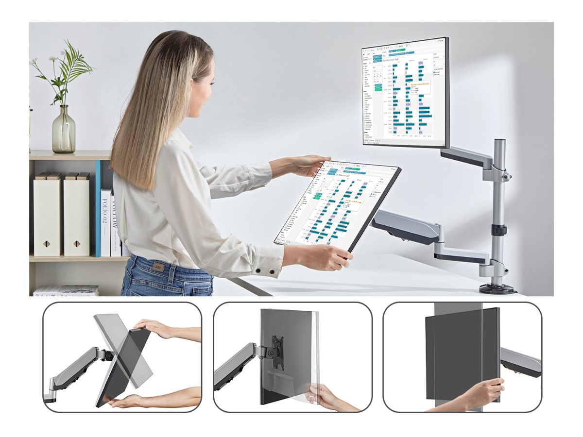 Thumbnail 4 of 9 for SIIG Dual Stacked Monitor Arm Desk Mount - 17" - 32" - Max Load 19.8lbs each - VESA 75/100mm mounting kit - for 2 LCD