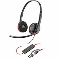 Poly Blackwire 3220 Stereo USB-C Black Headset +USB-C/A Poly Blackwire 3220 Stereo USB-C Black Headset +USB-C/A