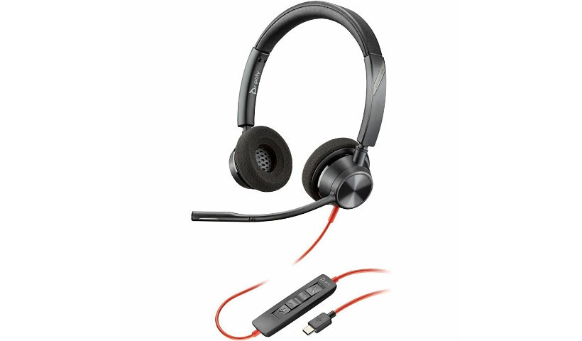 Poly Blackwire 3320 Stereo USB-C Headset +USB-C/A Adapter