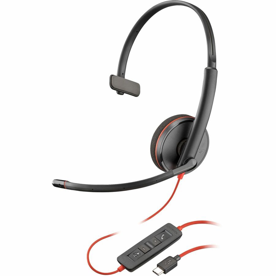 Poly Blackwire 3210 Monaural USB-C Headset +USB-C/A Adapter