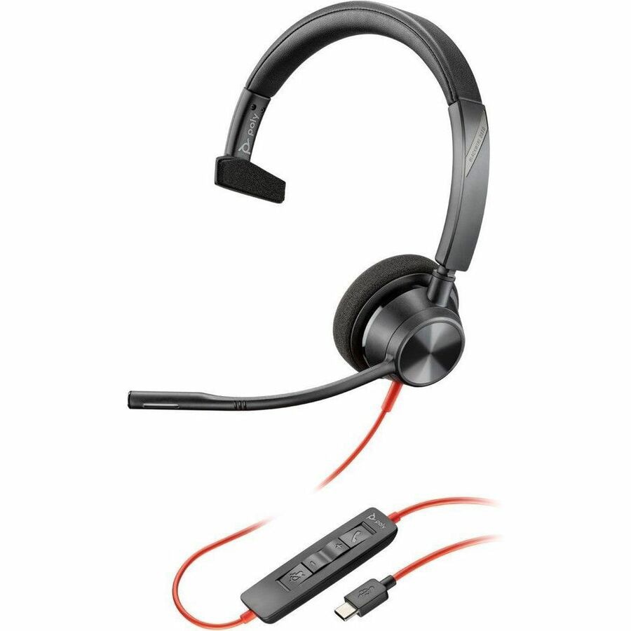 Poly Blackwire 3310 Monaural USB-C Headset +USB-C/A Adapter