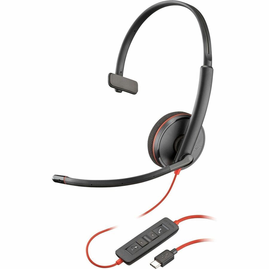 Poly Blackwire 3210 Monaural USB-C Black Headset +USB-C/A Adapter