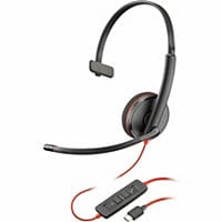 Poly Blackwire 3210 Monaural USB-C Black Headset +USB-C/A Adapter