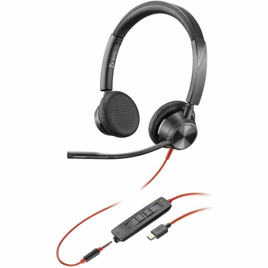 Poly Blackwire 3325 Stereo Microsoft Teams Certified USB-C Headset +3.5mm plug +USB-C/A Adapter