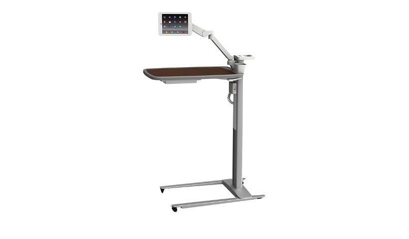 GCX Shaker Cherry Patient Engagement Overbed Table with PRO-ADJUST Tablet Arm