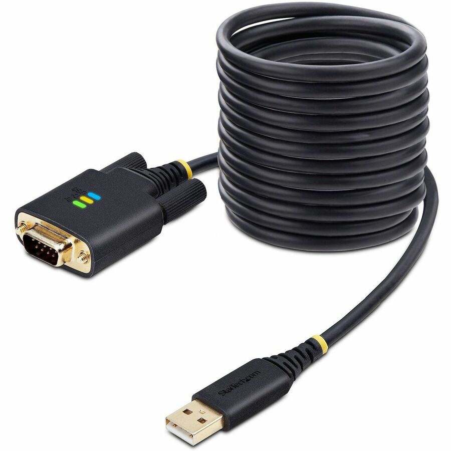 StarTech.com 10ft (3m) USB to Serial Adapter Cable, COM Retention, FTDI, DB9 RS232, Interchangeable DB9 Screws/Nuts,