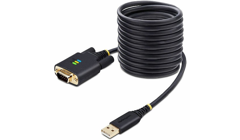 StarTech.com 10ft (3m) USB to Serial Adapter Cable, COM Retention, FTDI, DB9 RS232, Interchangeable DB9 Screws/Nuts,
