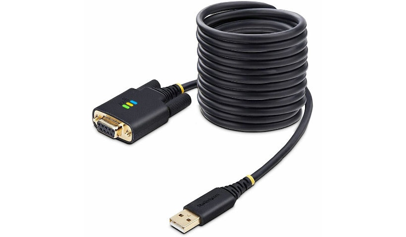 StarTech.com 10ft (3m) USB to Null Modem Serial Adapter Cable, COM Retention, FTDI, RS232, Changeable DB9 Screws/Nuts,