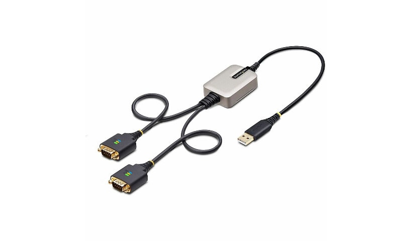 StarTech.com 2ft/60cm 2-Port USB to Serial Adapter Cable, COM Retention, FTDI, DB9 RS232, Changeable DB9 Screws/Nuts,