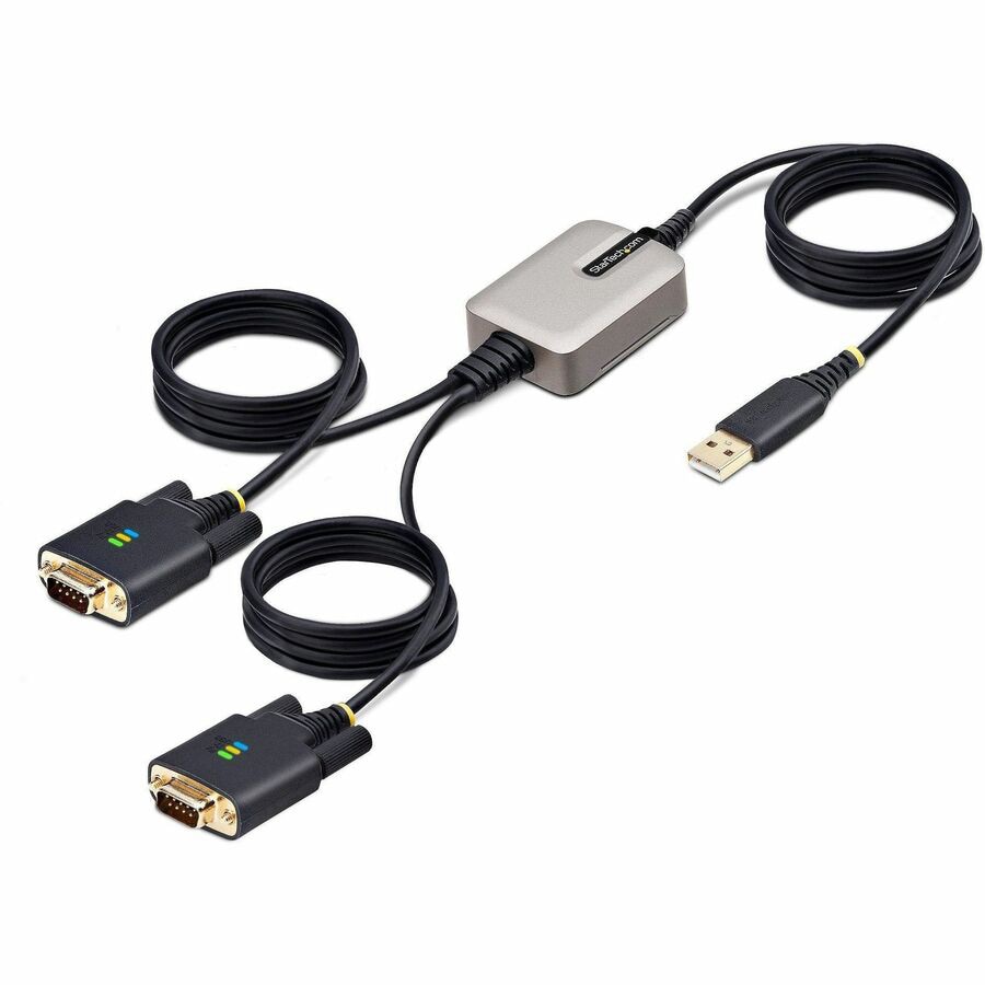 StarTech.com 13ft (4m) 2-Port USB to Serial Adapter Cable, COM Retention, FTDI, DB9 RS232, Changeable DB9 Screws/Nuts,