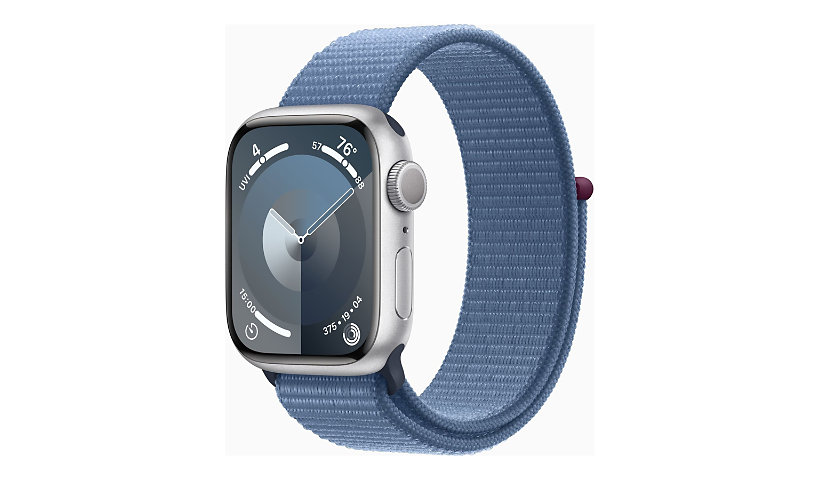 Apple Watch Series 9 (GPS) - 41mm Silver Aluminum Case with Winter Blue Sport Loop - 64 GB