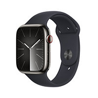 Apple Watch Series 9 (GPS + Cellular) - 45mm Graphite Stainless Steel Case with S/M Midnight Sport Band - 64 GB