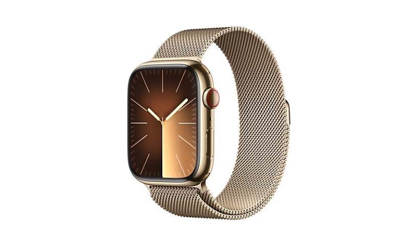 Apple Watch Series 9 (GPS + Cellular) - 45mm Gold Stainless Steel Case with Gold Milanese Loop - 64 GB