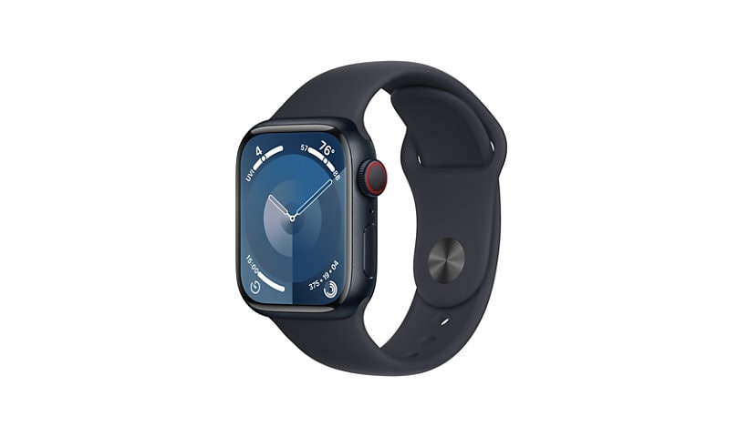 Apple Watch Series 9 (GPS + Cellular) - 41mm Midnight Aluminum Case with Midnight S/M Sport Band - 64 GB