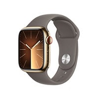 Apple Watch Series 9 (GPS + Cellular) - 41mm Gold Stainless Steel Case with S/M Clay Sport Band - 64 GB