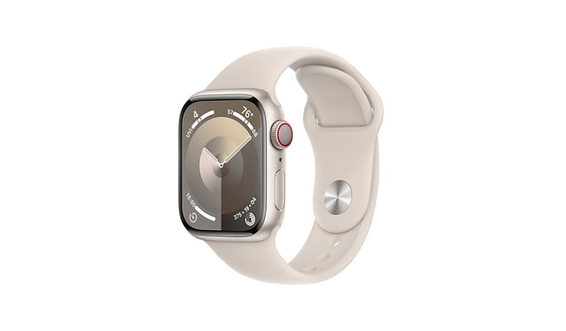 Apple Watch Series 9 (GPS + Cellular) - 41mm Starlight Aluminum Case with Starlight M/L Sport Band - 64 GB