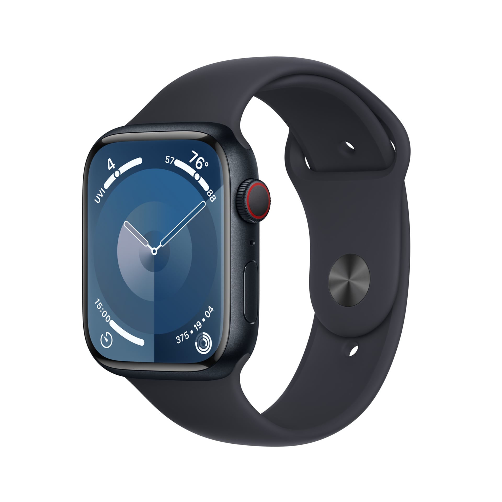 Apple Watch Series 9 (GPS + Cellular) - 45mm Midnight Aluminum Case with M/L Midnight Sport Band - 64 GB