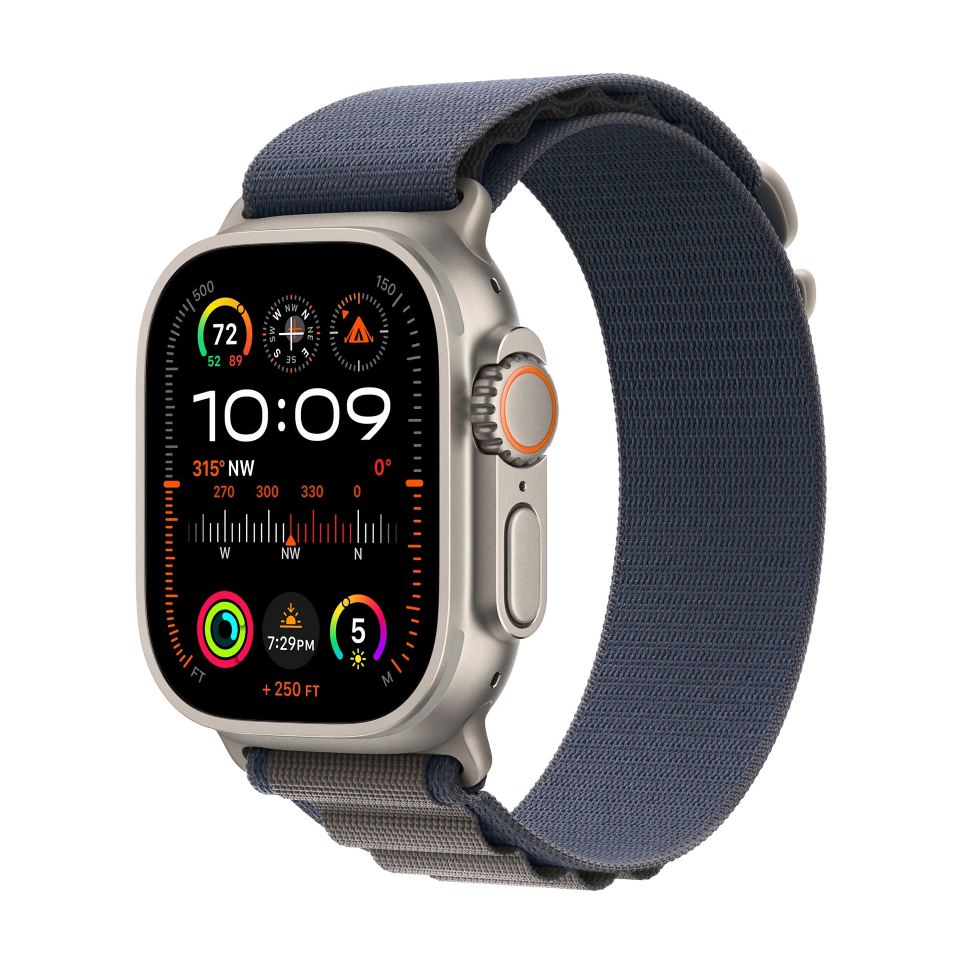 Apple Watch Ultra 2 (GPS + Cellular) - 49mm Titanium Smartwatch with Medium Blue Alpine Loop - 64 GB
