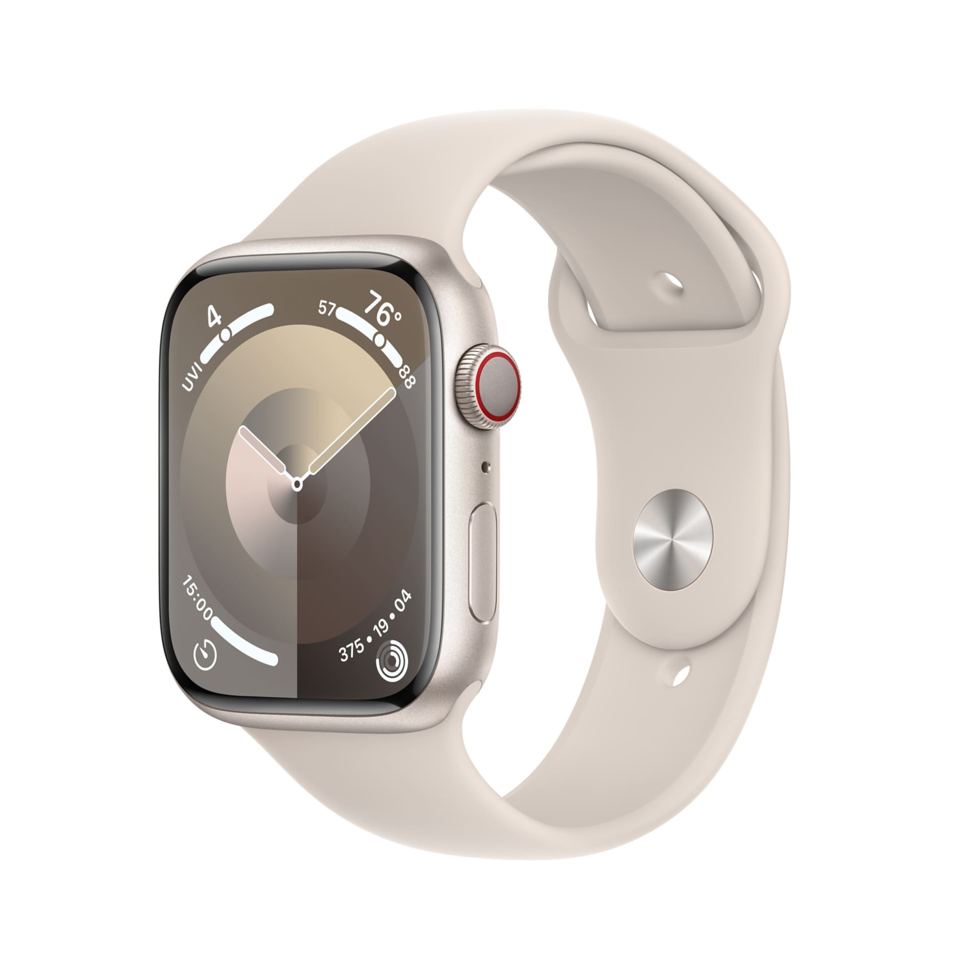 Apple Watch Series 9 (GPS + Cellular) - 45mm Starlight Aluminum Case with M/L Starlight Sport Band - 64 GB
