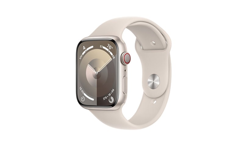 Apple Watch Series 9 (GPS + Cellular) - 45mm Starlight Aluminum Case with M/L Starlight Sport Band - 64 GB
