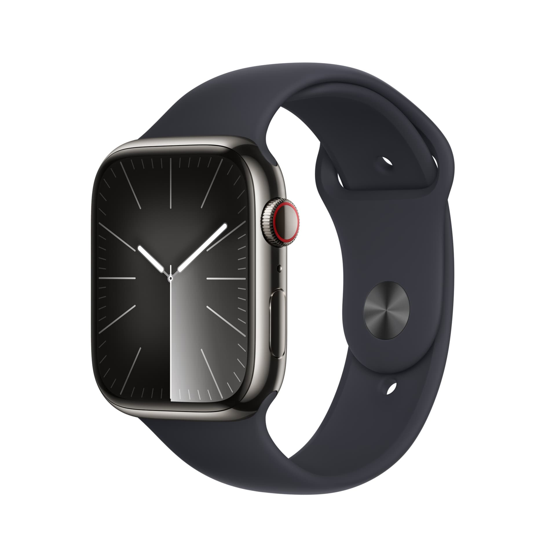 Apple Watch Series 9 (GPS + Cellular) - 45mm Graphite Stainless Steel Case with M/L Midnight Sport Band - 64 GB