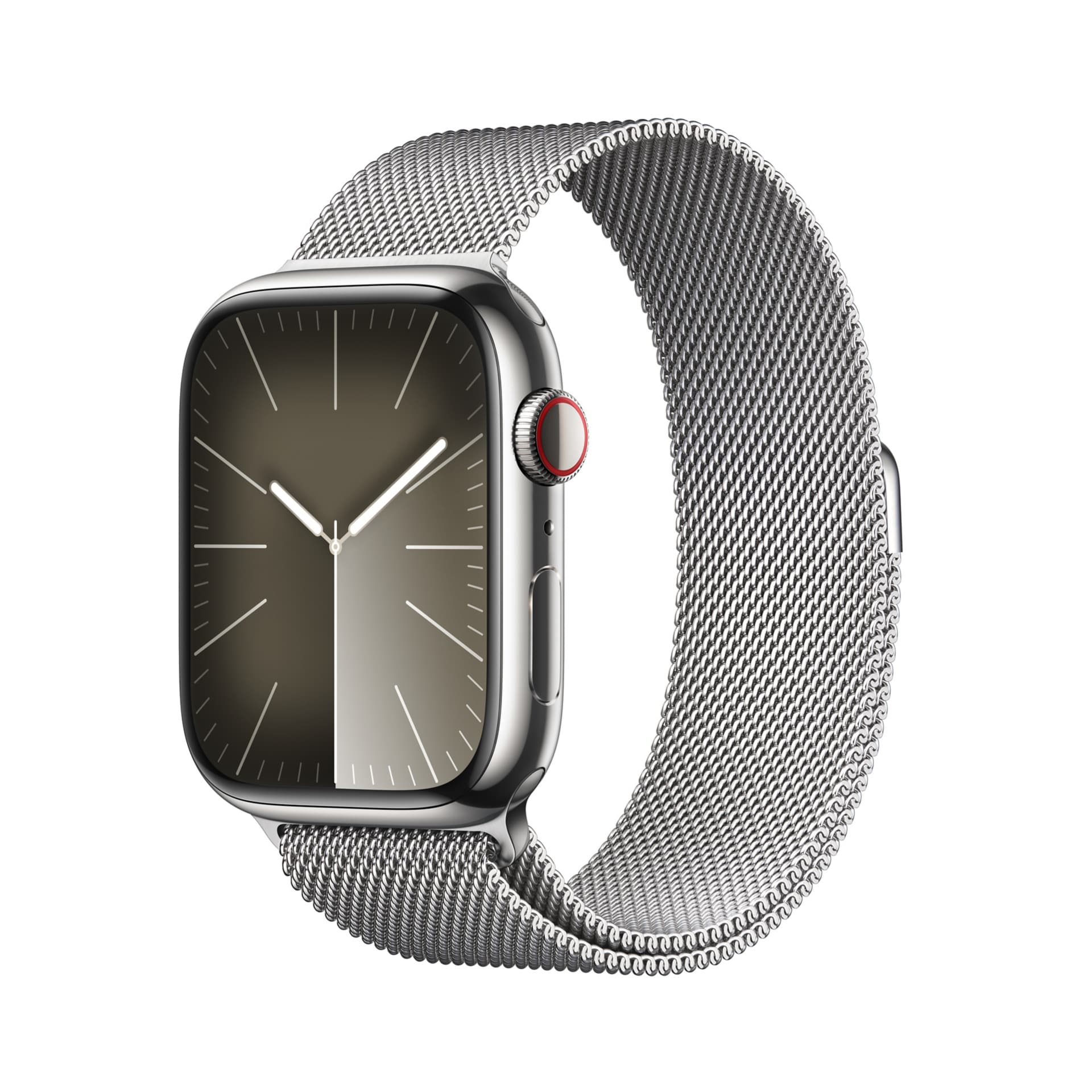 Apple Watch Series 9 (GPS + Cellular) - 45mm Silver Stainless Steel Case with Silver Milanese Loop