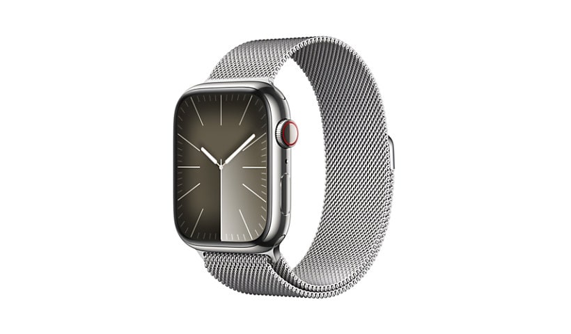 Apple Watch Series 9 (GPS + Cellular) - 45mm Silver Stainless Steel Case with Silver Milanese Loop
