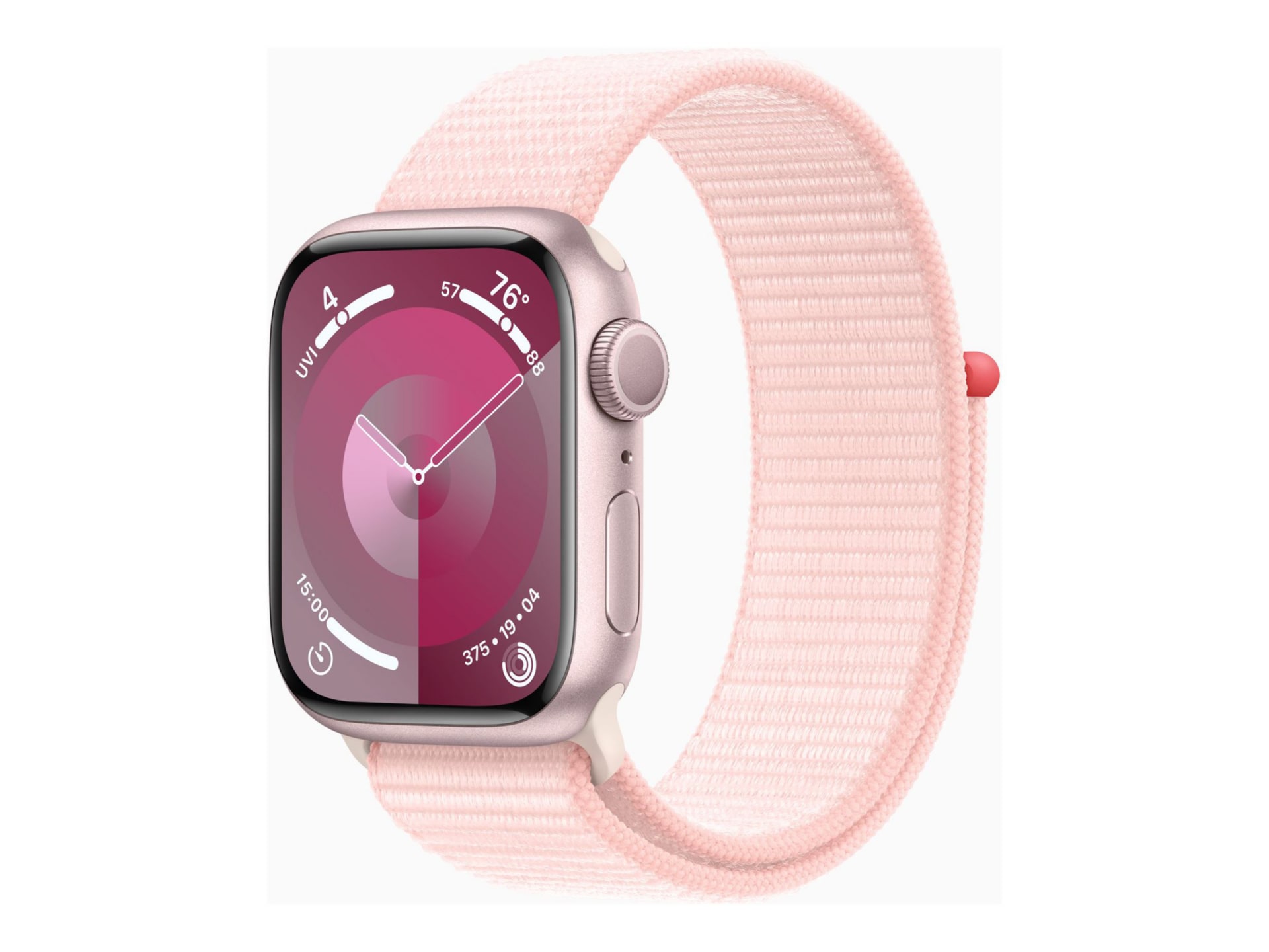 Apple Watch Series 9 (GPS) 41mm Pink Aluminum Case w Light Pink Sport Loop