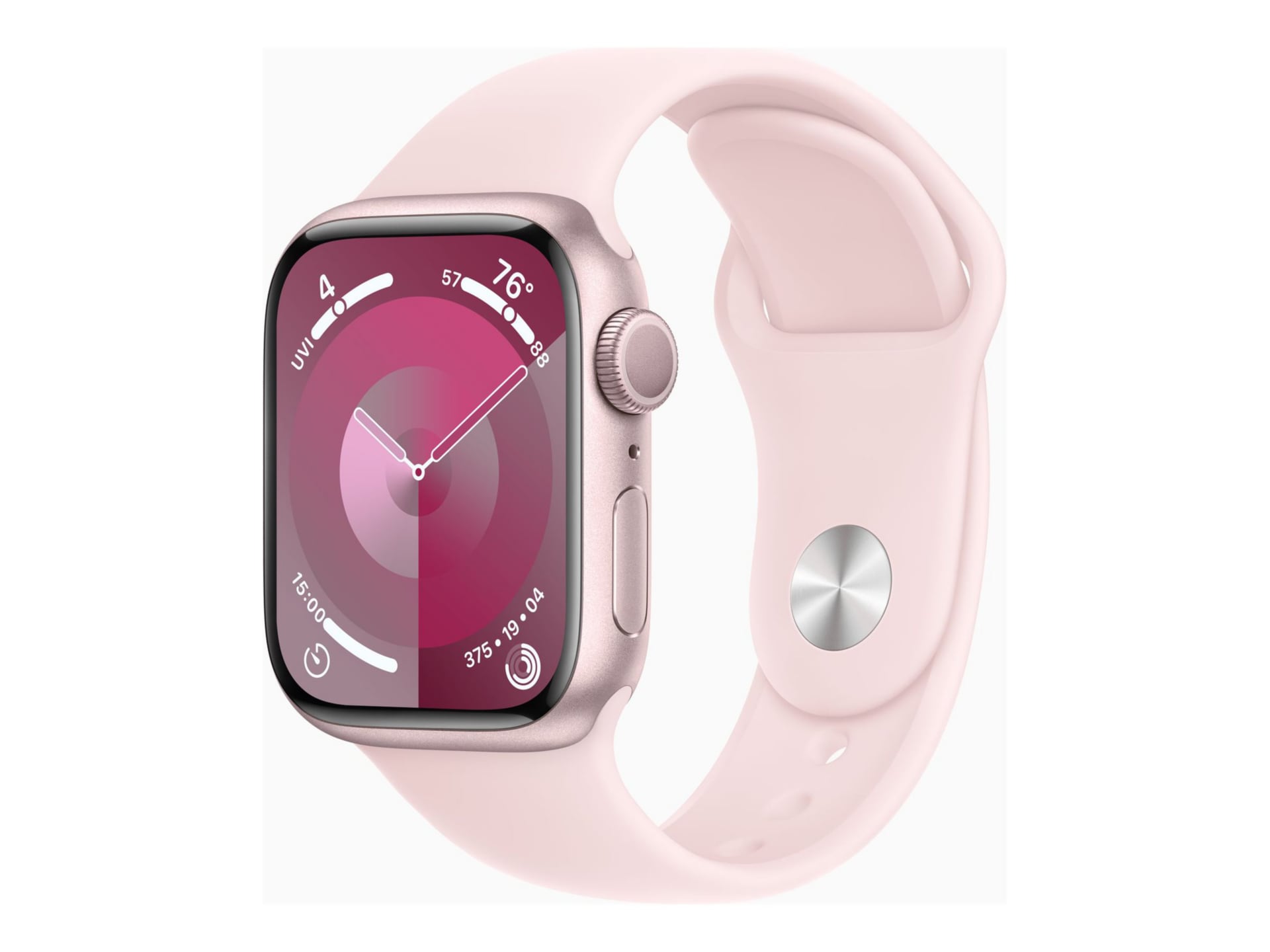 Apple Watch Series 9 (GPS) - 41mm Pink Aluminum Case with M/L Light Pink Sport Band - 64 GB