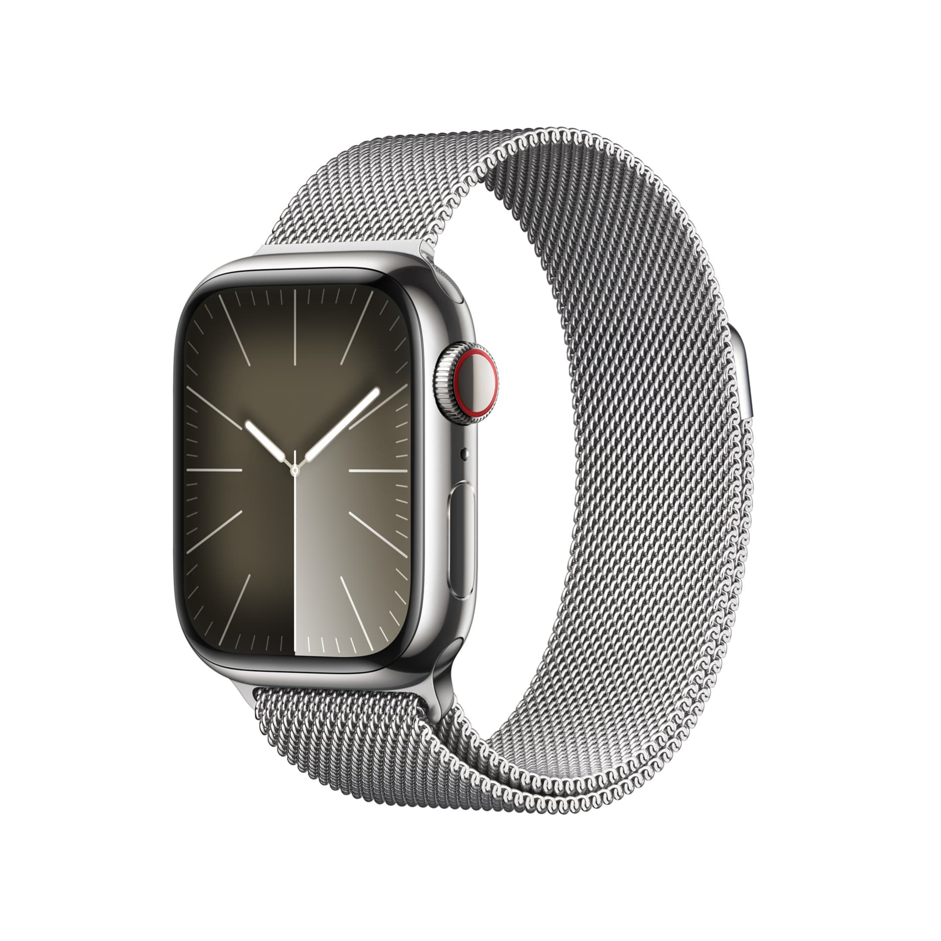 Apple Watch Series 9 (GPS + Cellular) - 41mm Silver Stainless Steel Case with Silver Milanese Loop - 64 GB
