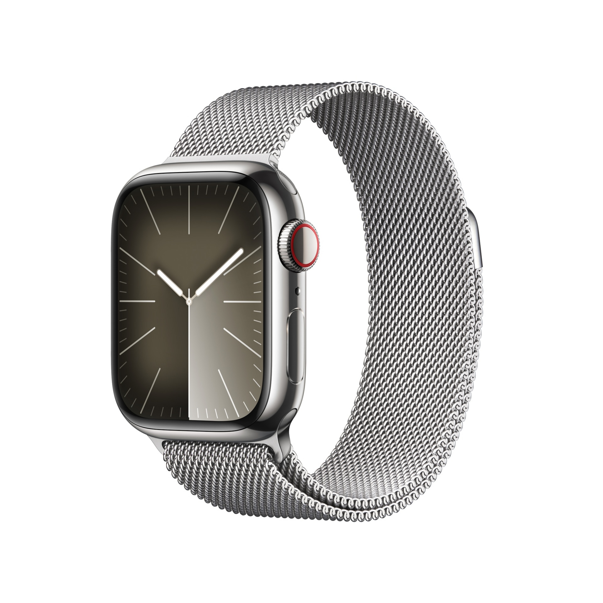 Apple Watch Series 9 (GPS + Cellular) - 41mm Silver Stainless Steel Smartwatch with Silver Milanese Loop - 64 GB