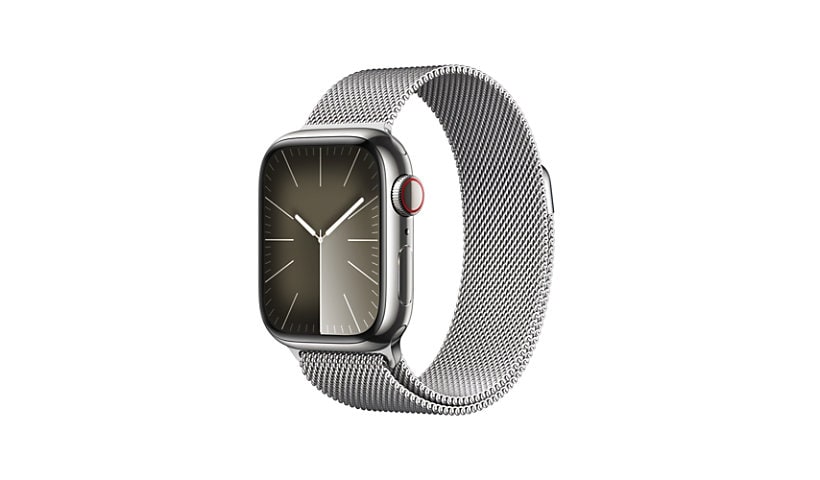 Apple Watch Series 9 (GPS + Cellular) - 41mm Silver Stainless Steel Case with Silver Milanese Loop - 64 GB