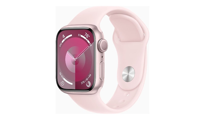 Apple Watch Series 9 (GPS) - 41mm Pink Aluminum Case with S/M Light Pink Sport Band - 64 GB
