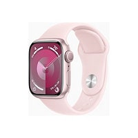 Apple Watch Series 9 (GPS) - 41mm Pink Aluminum Case with S/M Light Pink Sport Band - 64 GB