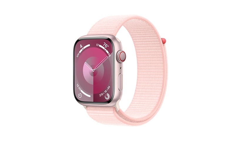 Apple Watch Series 9 (GPS + Cellular) - 45mm Pink Aluminum Case with Light Pink Sport Loop - 64 GB
