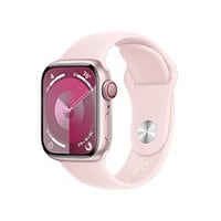 Apple Watch Series 9 (GPS + Cellular) - 41mm Pink Aluminum Case with Light Pink M/L Sport Band - 64 GB