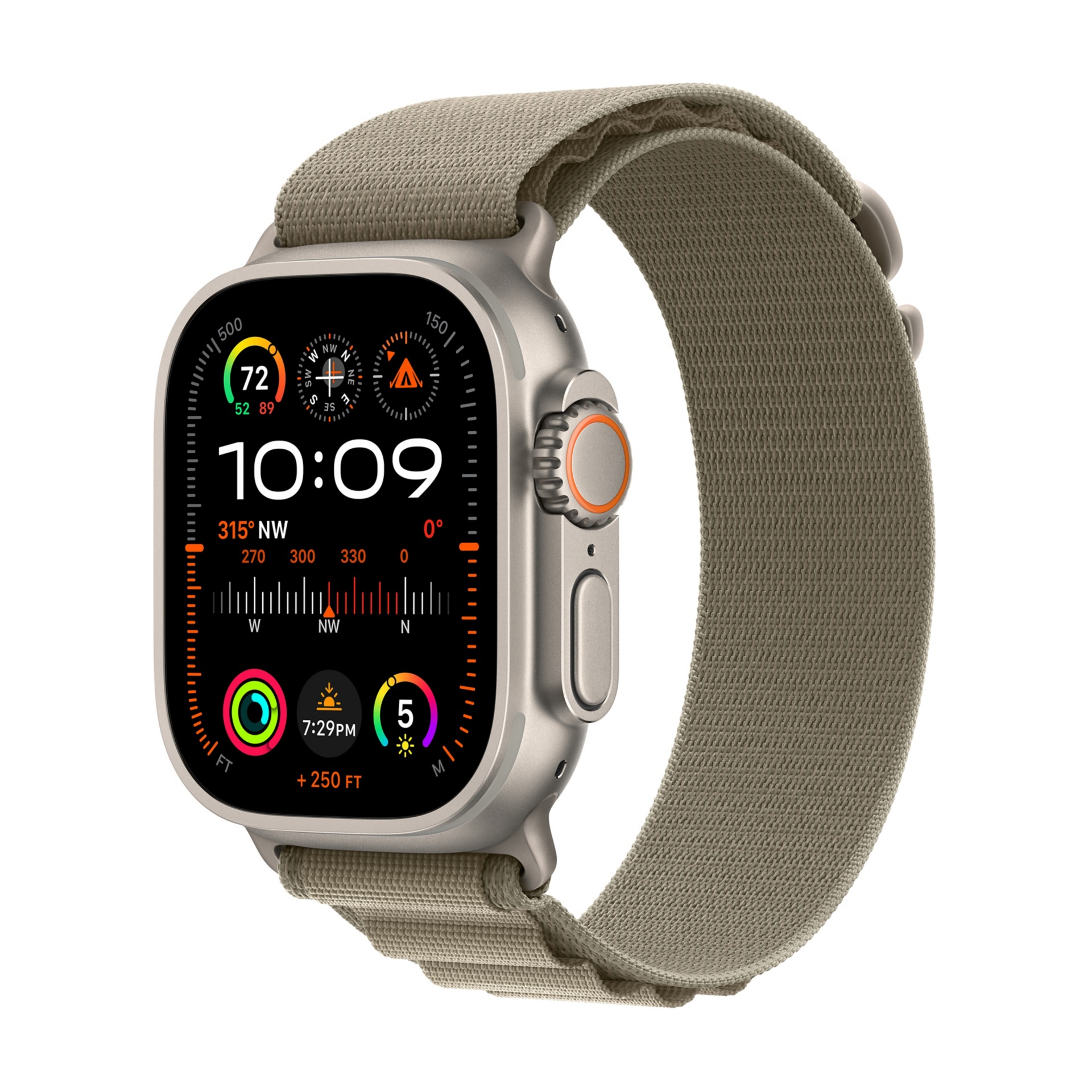 Apple Watch Ultra 2 (GPS + Cellular) - 49mm Titanium Smartwatch with Small Olive Alpine Loop - 64 GB