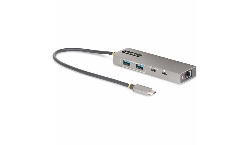 StarTech.com 3-Port USB-C Hub with 2,5 Gb Ethernet and 100W PD Passthrough - USB-C to 2x USB-A/1x USB-C, USB 3,2 10Gbps
