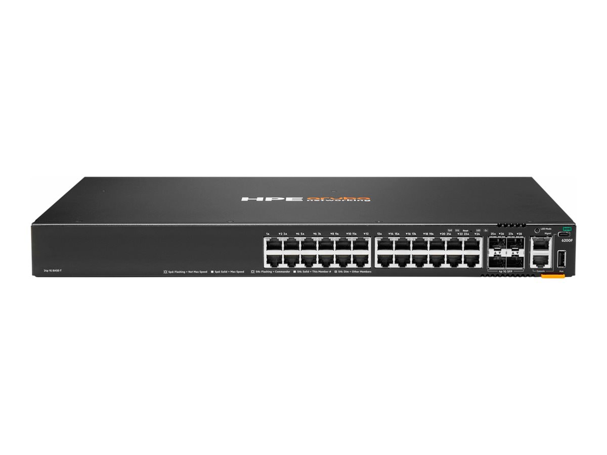 HPE Aruba Networking CX 6200F 24G 4SFP TAA Switch - switch - Max. Stacking
