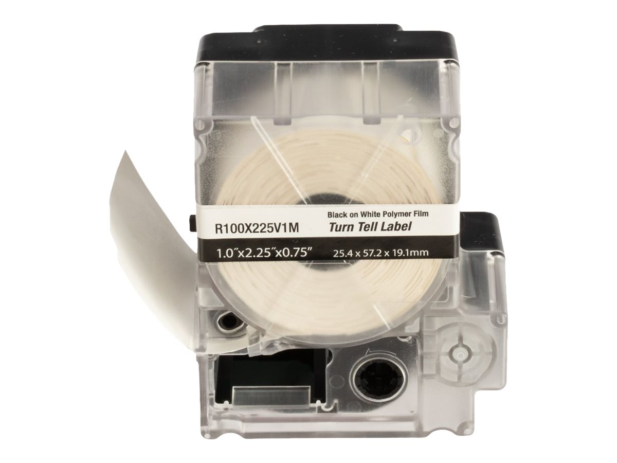 Panduit PXE R100X225V1M MP Printer Turn-Tell Label, Vinyl, White, 2.25"x1" , 0.75"POH