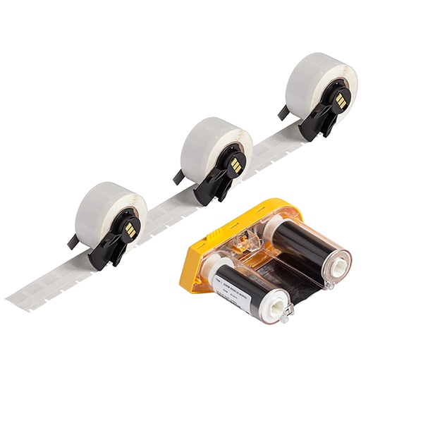 Brady 0.75"x0.5" Self-Laminating Vinyl Wrap Around Wire and Cable Labels and Ribbon Kit for M6 Printers