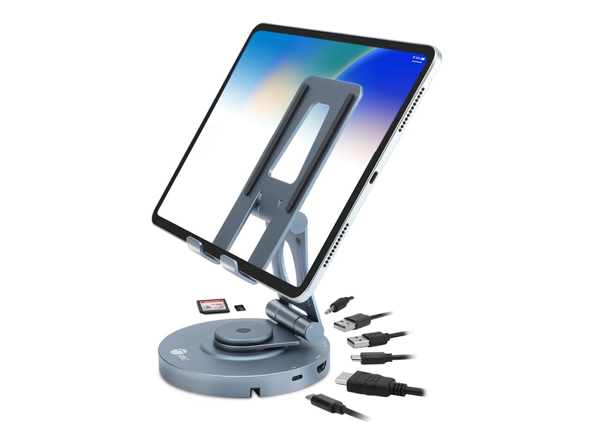 SIIG USB-C Multitask Hub Stand Holder fits under 13â€ Tablets/Phones - Dock