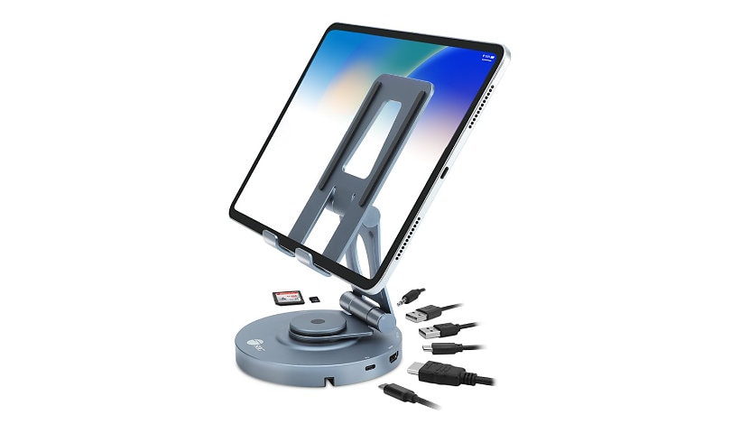 SIIG USB-C Multitask Hub Stand Holder fits under 13â€ Tablets/Phones - Docking+ Tablets Stand- 4K60Hz- PD100W - docking
